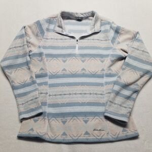 Eddie Bauer Med Womens Sweatshirt Fleece 1/4 Zip Aztec Southwestern Western